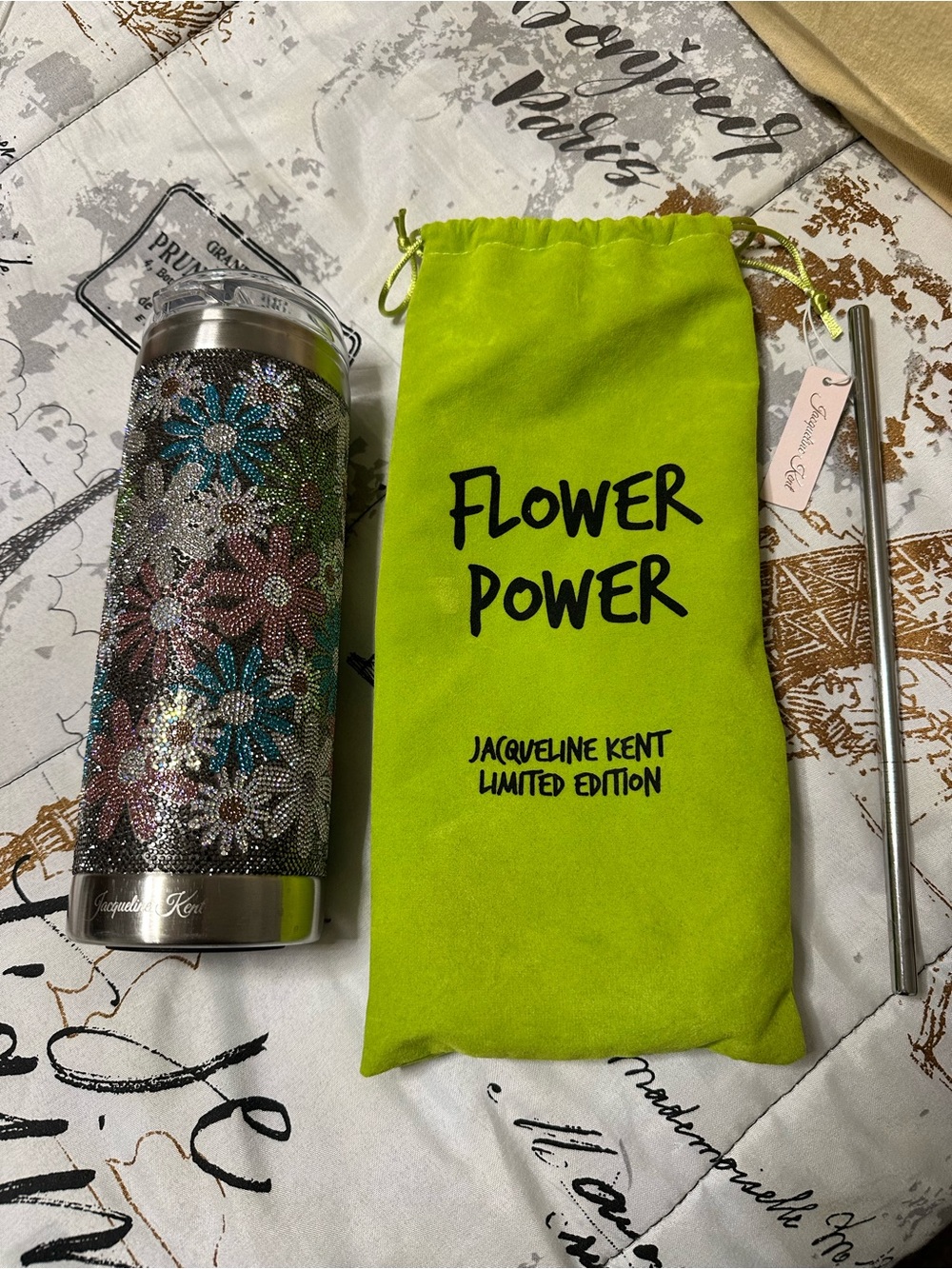 Flower Power Floral Rhinestone Tumbler - Multicolor